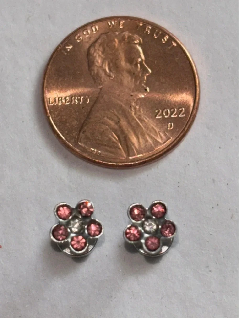 Pink Crystal Flower Stud Earrings